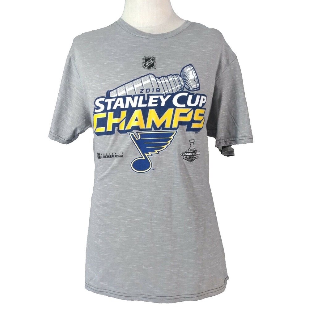 NHL St Louis Blues Stanley Cup champs shirt adult mens large grey short sleeve